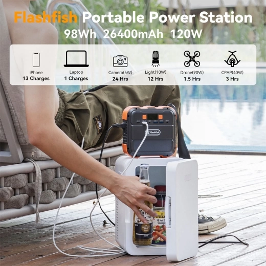 

Flashfish A101 120W 98Wh 26400mAh Portable Power Station Backup Solar, Generator for Outdoor Travel Camping Home