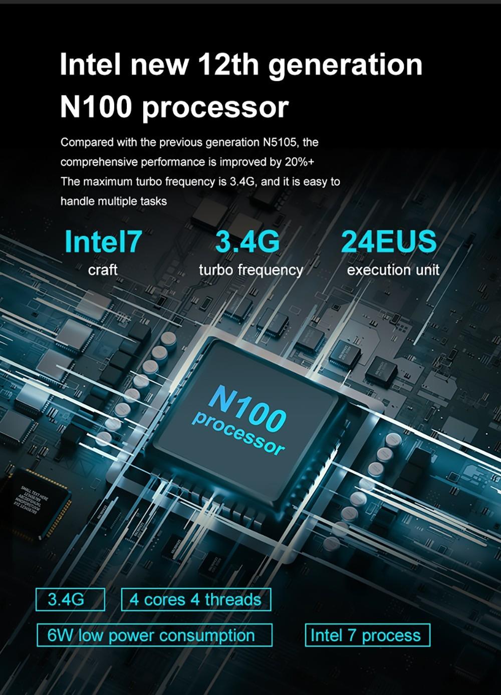  N100 Mini-pc Intel 12e generatie Alder Lake N100, 16 GB DDR5 512 GB SSD, Windows 11 Pro, WiFi 5 1000M LAN - EU