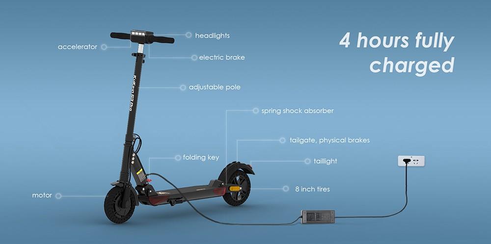 KuKirin S3 Pro opvouwbare elektrische scooter, 8in Honingraatband, 250W motor, 25km/h max snelheid, 7.5Ah batterij, 30km