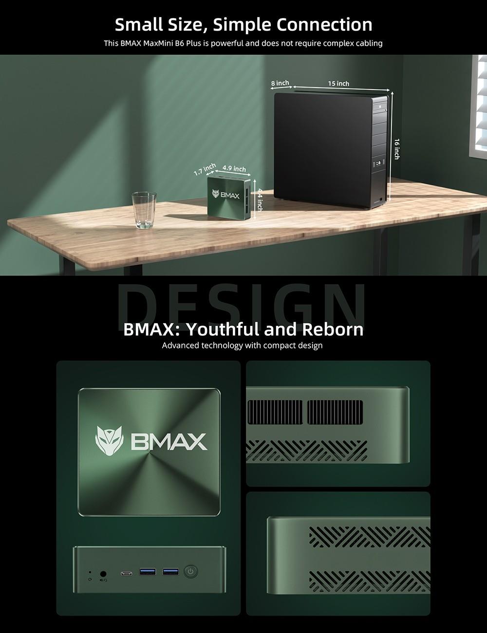 BMAX B6 Plus Mini PC Intel Core i3-1000NG4, 12GB LPDDR4 512GB SSD, Windows 11 Pro, 5G WiFi
