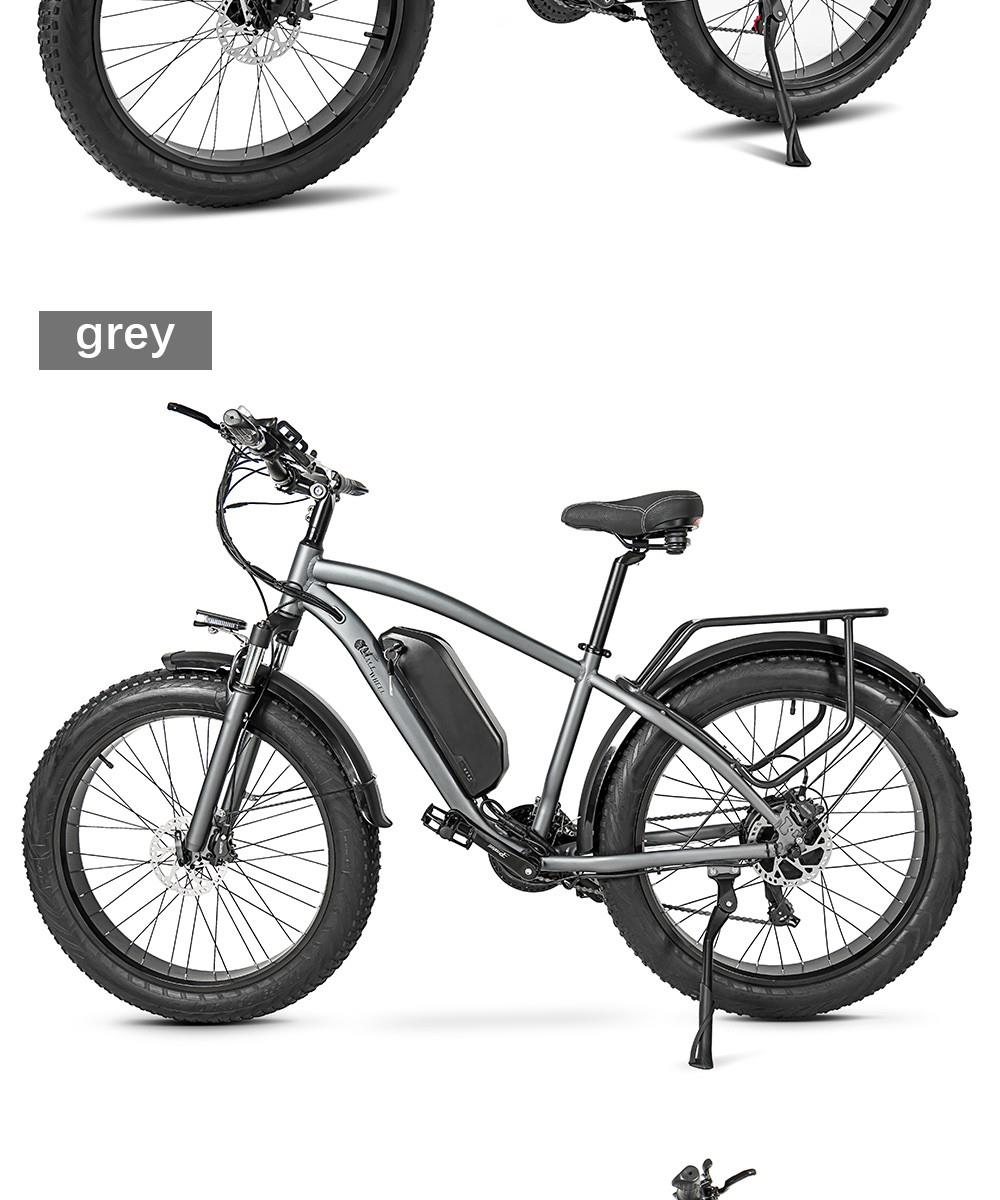 Cmacewheel M26 elektrische fiets, 26*4.0in CST-band, 750W motor, 40-45km max snelheid, 48V 17Ah batterij - Grijs