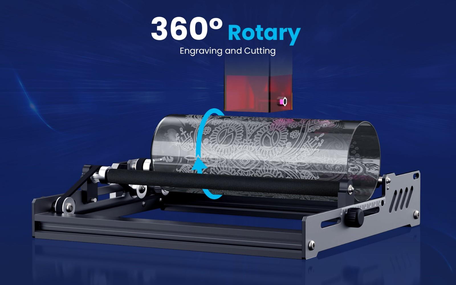Mecpow G3 Laser Rotationswalze mit Riser, 360 Grad Gravur für zylindrische Objekte, 1 mm Genauigkeit