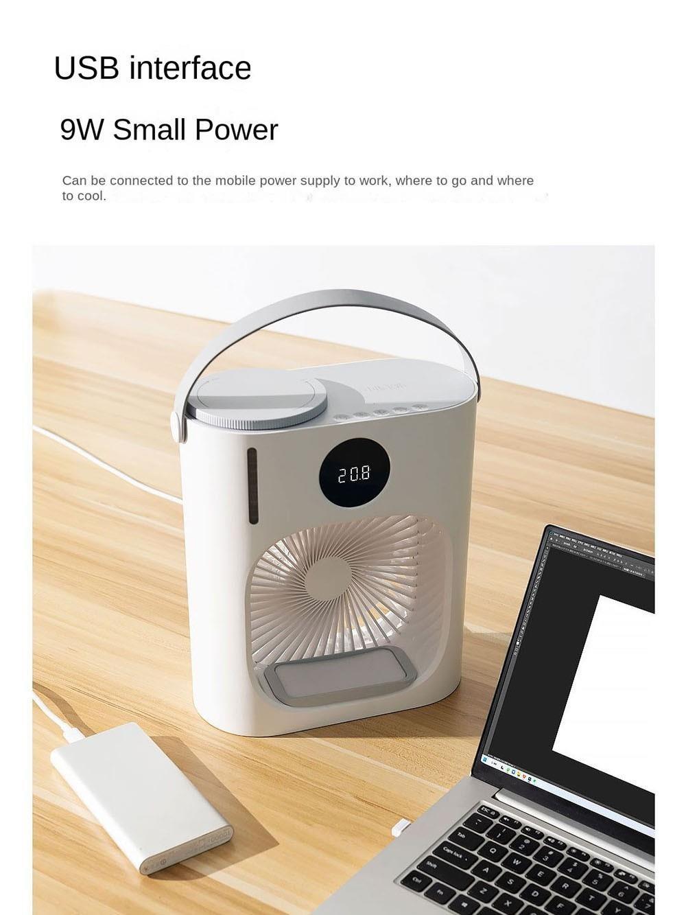 Xiaoda Feiyue Smart Desktop Cooling Fan, 3 Gänge Wind, zerstäubtes Wasser, 900ml Wassertank, Timing Funktion, LED Anzeige