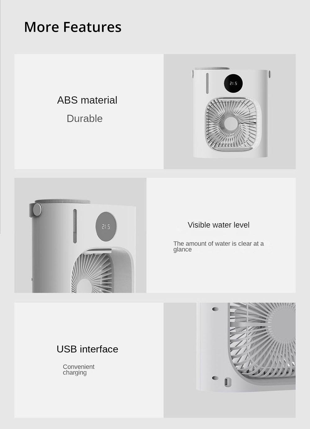 Xiaoda Feiyue Smart Desktop Cooling Fan, 3 Gears Wind, Atomized Water, 900ml Water Tank, Timing Function, LED Display