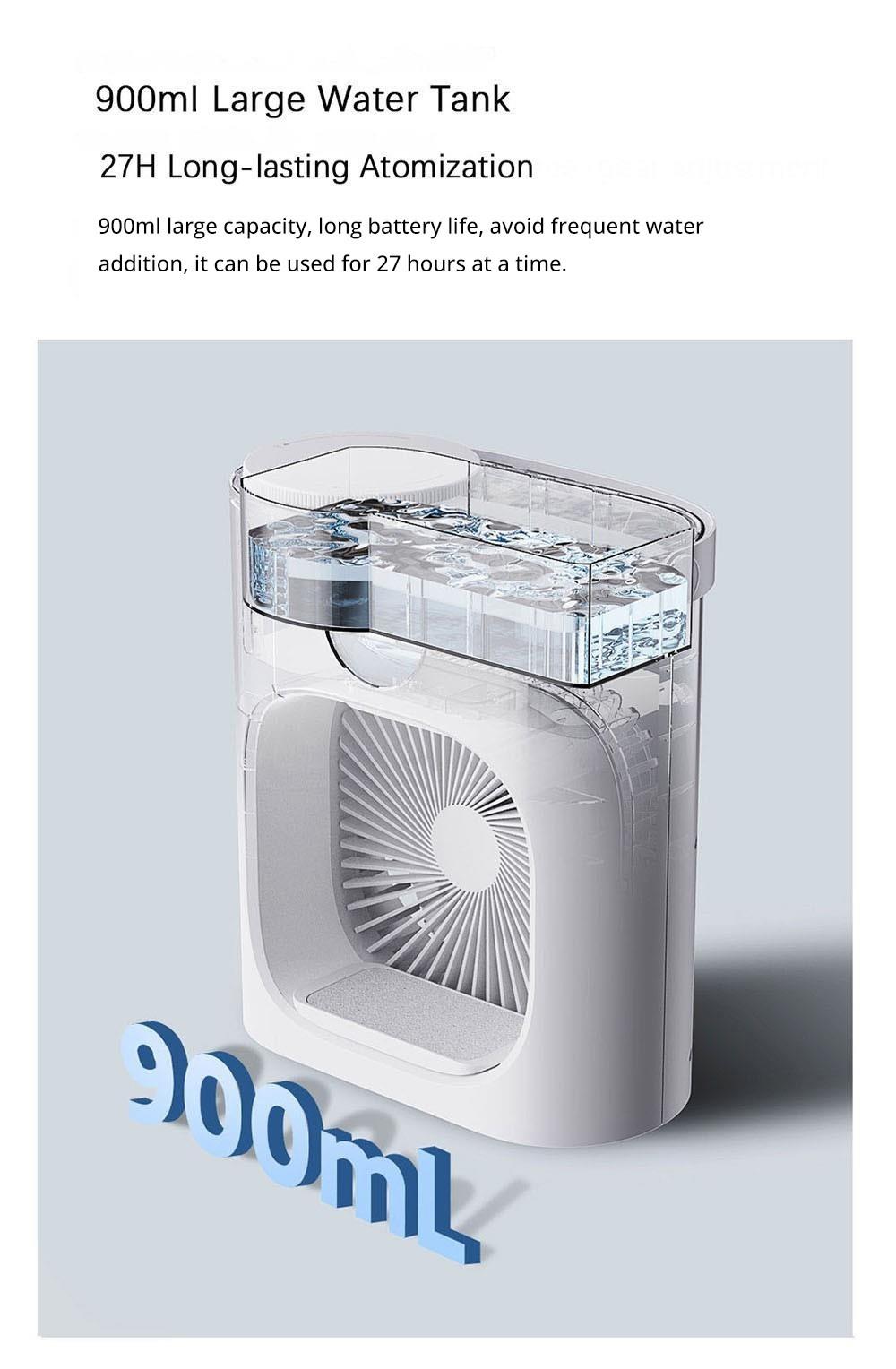 Xiaoda Feiyue Smart Desktop Cooling Fan, 3 Gänge Wind, zerstäubtes Wasser, 900ml Wassertank, Timing Funktion, LED Anzeige