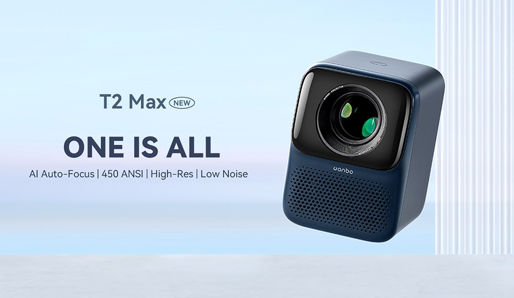 Wanbo T2 Max NEW LCD Projektor, AI-Autofokus, 450 ANSI, 16 Millionen Farbspektrum - Blau