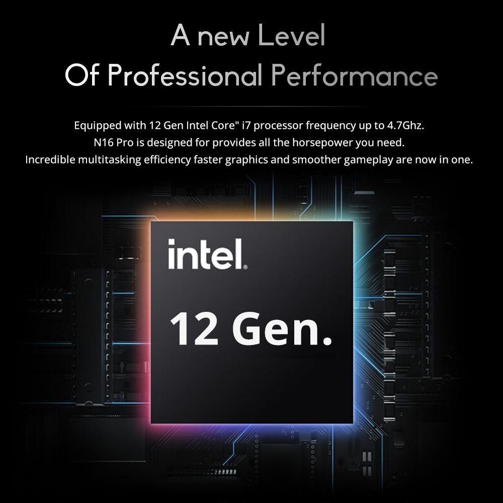 Ninkear N16 Pro 16in Laptop Intel Core i7-1260P Processor, 16GB DDR4 1TB SSD, Windows 11 Home, WiFi 6, Bluetooth 5.0