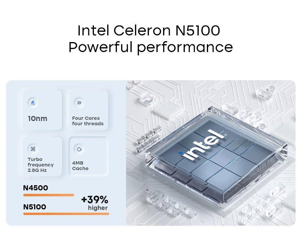 DERE T11 11 Zoll Laptop Intel Celeron 5100 CPU, 12GB LPDDR4 512GB SSD, Windows 11 Home
