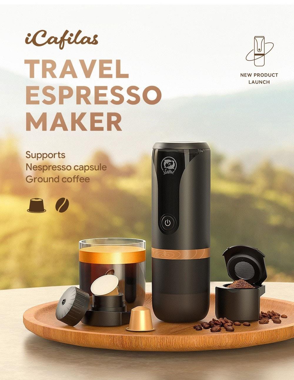 i Cafilas YJ04 Tragbare Espressomaschine Tasse Power Tamper, unterstützt Nespresso Kapsel/Mahlkaffee