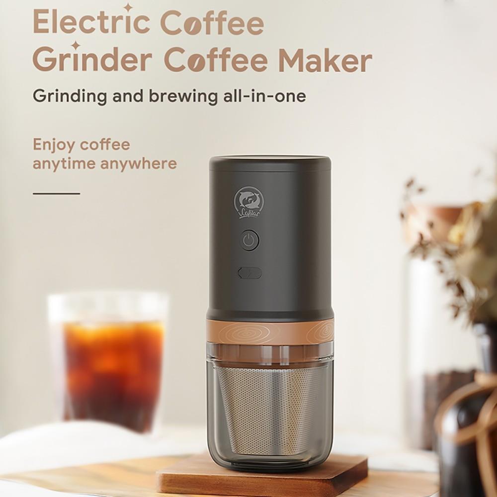i Cafilas FK13 3 in 1 Grinder Coffee Maker, 20g Bean Container, Pour Over Dripper, Adjustable Grinding, 3300mAh Battery