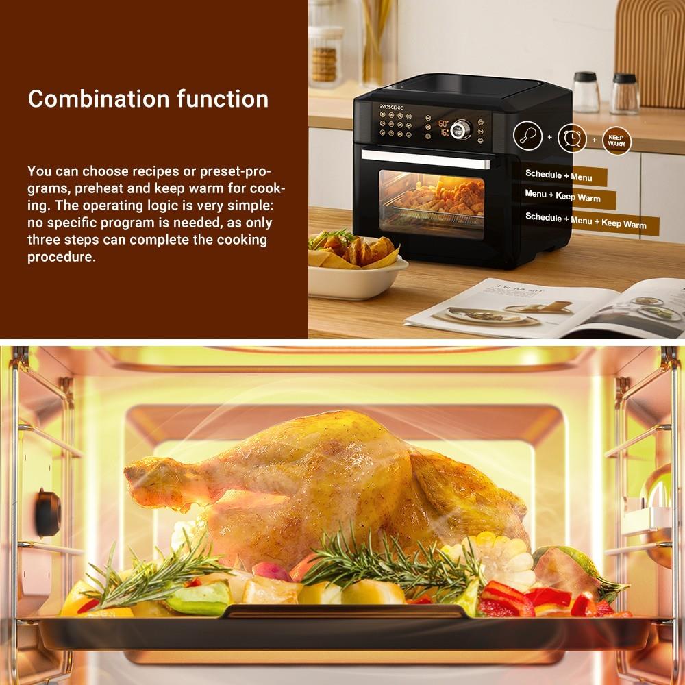 Proscenic T31 1700W Air Fryer Oven, 15L Large Capacity, 12 Presets, 360 Degree Air Circulation, Flipping Reminder