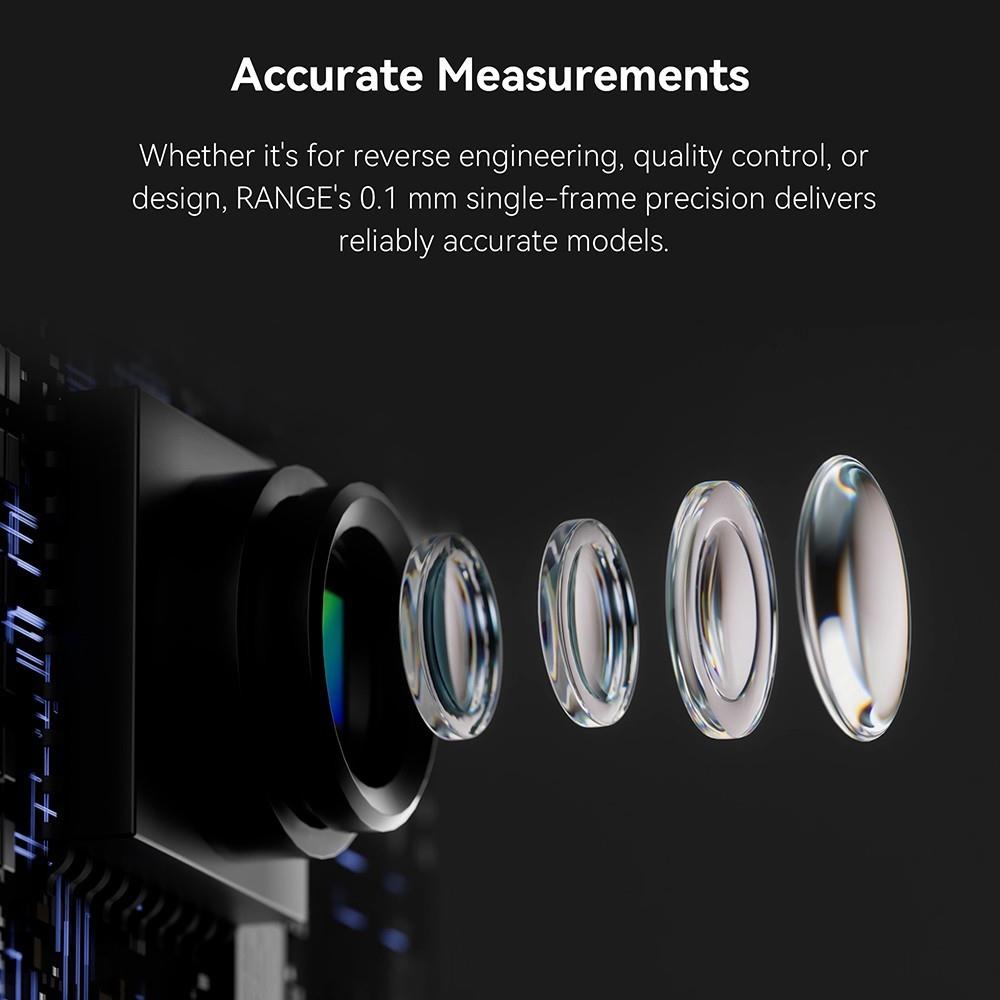 Revopoint RANGE 3D Scanner Premium Edition, 0.1mm Single-Frame Precision, 0.3mm Point Distance, 800mm Scan Distance