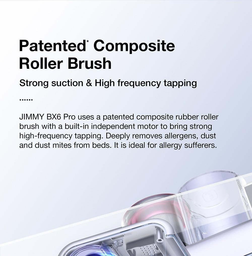 JIMMY BX6 Pro Doppelbehälter Anti-Milben Staubsauger, 245mm Saugeinlass, 0,5L Staubbecherkapazität, intelligenter Staubsensor