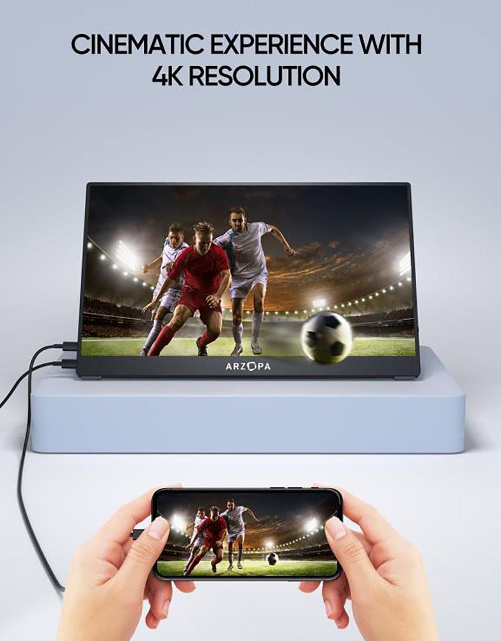ARZOPA 15.6in Portable Monitor 1920*1080, 60Hz Refresh Rate, HDR 10, Built-in Dual Speakers