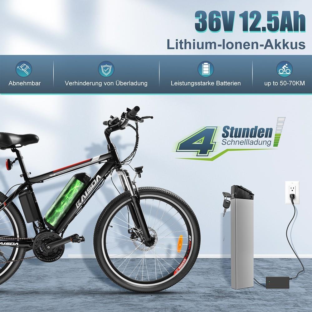 KAISDA K26M Electric Urban Bike, 26*1.95in Tires, 36V 250W Motor, 12.5Ah Battery, 120kg Load