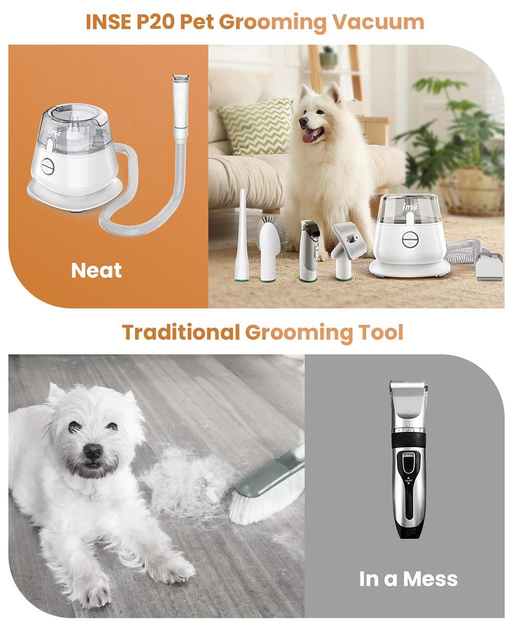 INSE P20 Dog Clipper with Pet Hair Vacuum Cleaner With 5 Proven Care Tools