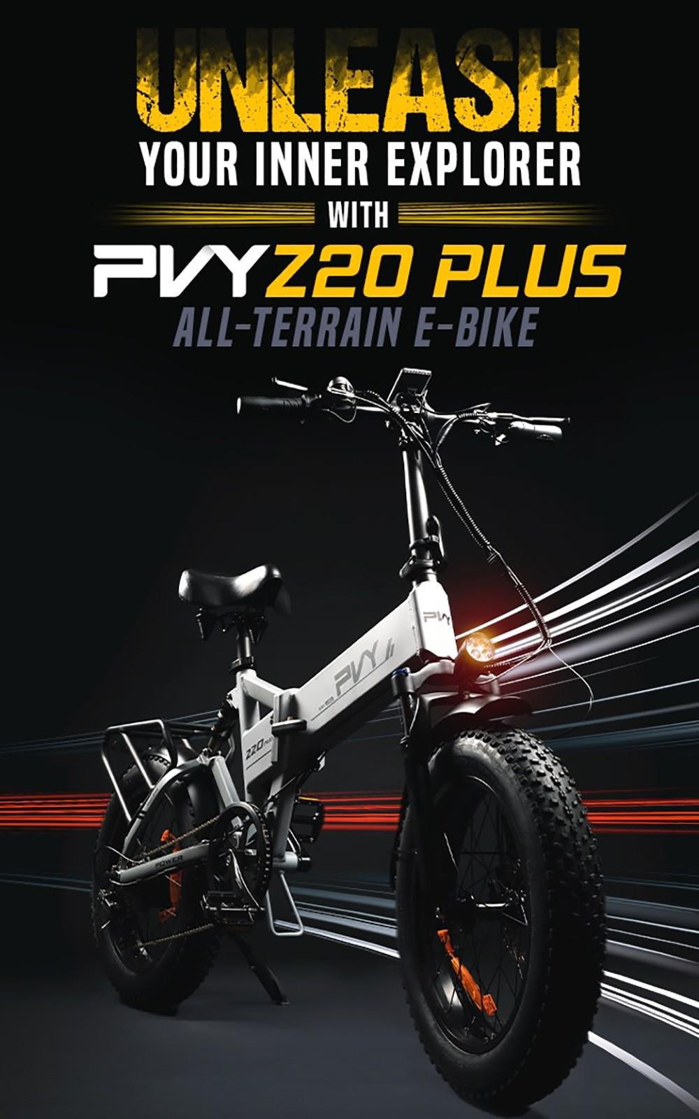 PVY Z20 Plus Faltbares Off-Road Elektrofahrrad, 1000W Motor, 48V 16.5Ah Batterie, Dreifach-Federsystem - Orange
