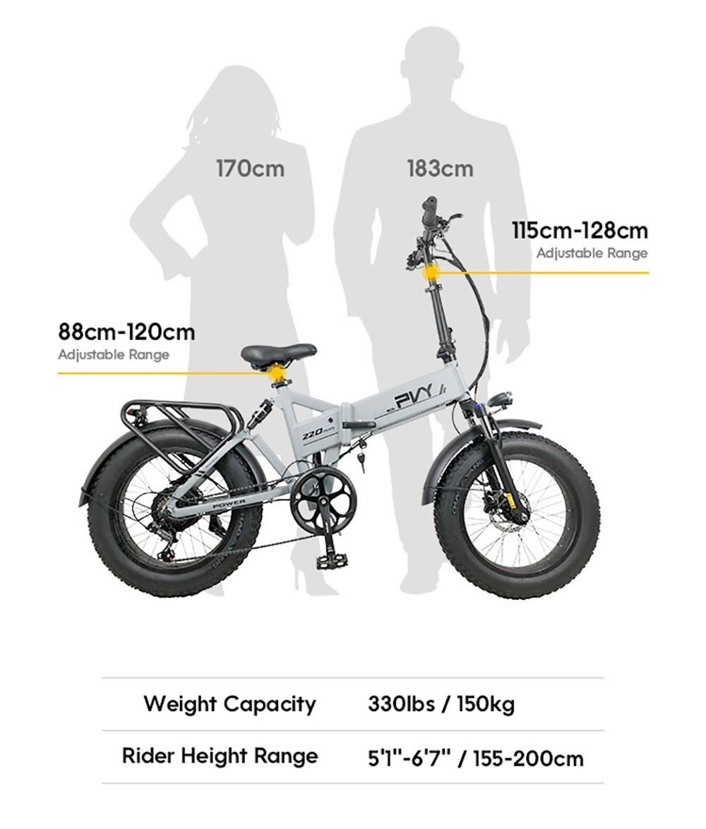 PVY Z20 Plus Opvouwbare elektrische off-road fiets, 250W motor, 48V 14.5Ah accu, drievoudig veersysteem - Grijs