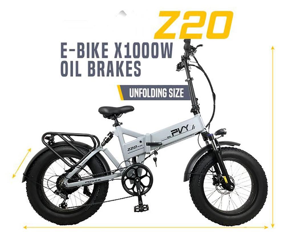 PVY Z20 Plus Foldable off-road Electric Bike, 1000W Motor, 48V 16.5Ah Battery,Triple Suspension System - Green