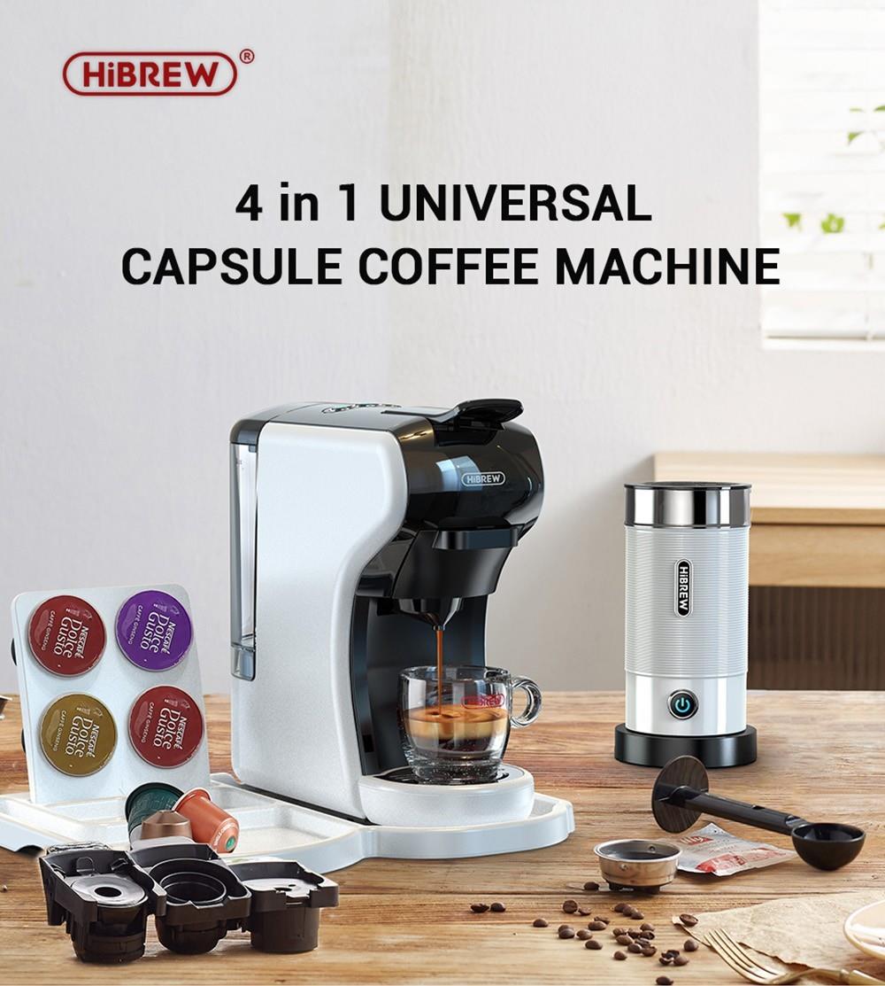 HiBREW H1A 1450W Espresso Coffee Machine, 19 Bar Extraction, Hot/Cold 4-in-1 Multiple Capsule Coffee Maker - White