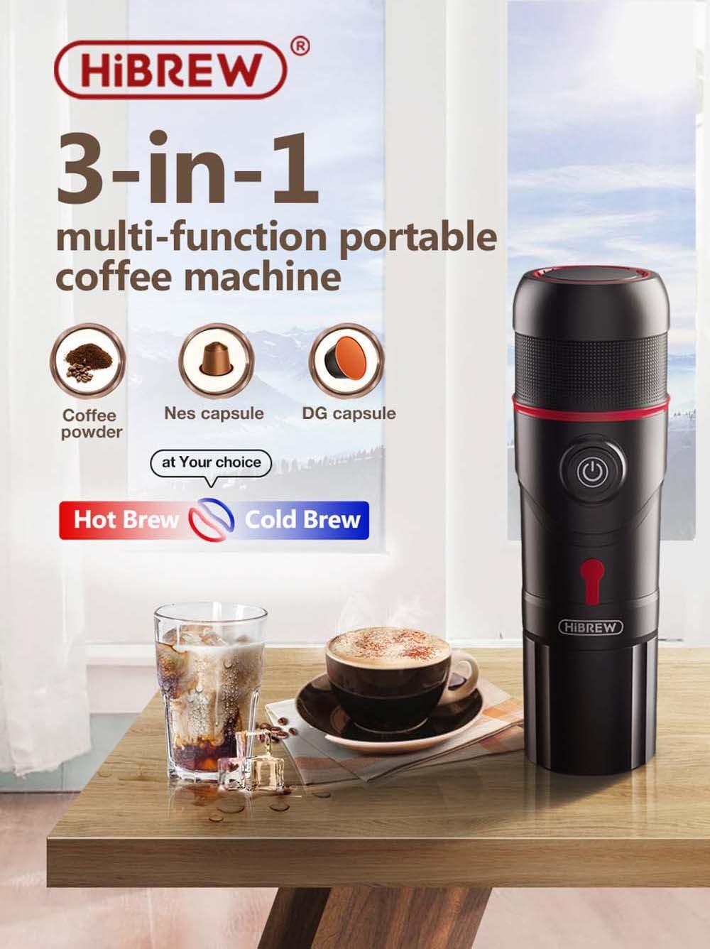 HiBREW 70W Portable Coffee Bean Grinder Blender, DC 5V USB Rechargeable Coffee  Grinding Machine, 350ml Single Cup 