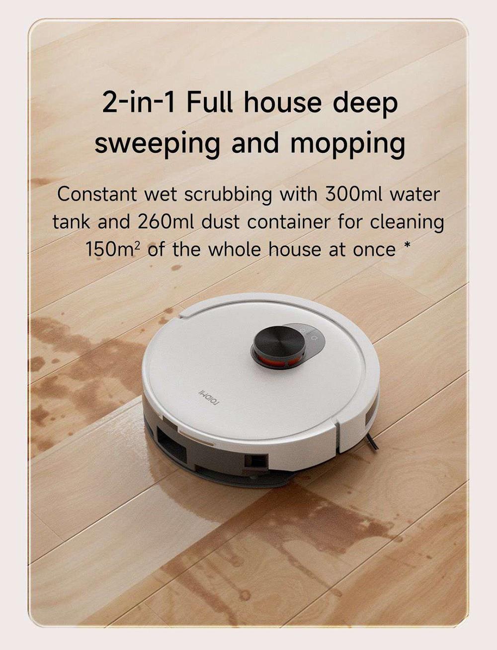 ROIDMI EVE CC Robot Vacuum Cleaner, Vacuuming and Mopping, 3800Pa Suction, 0.29L Water Tank, 0.26L Dust Box