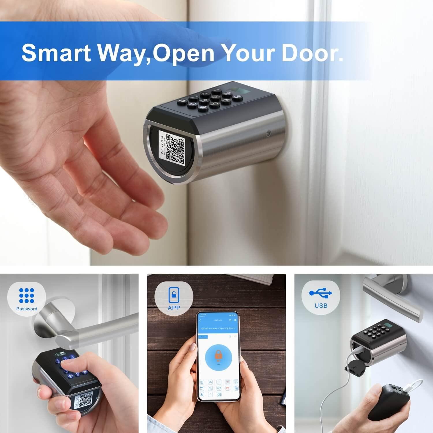 WELOCK PCB10EBL41 Electronic Smart Door Lock with Keypad, IP65 Waterproof, 10 Password Capacity, App Control
