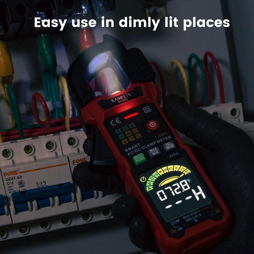 KAIWEETS KC602 Smart Digital Clamp Meter, 6000 Counts True-RMS, Auto Range, AC/DC Current, NCV Detection Function