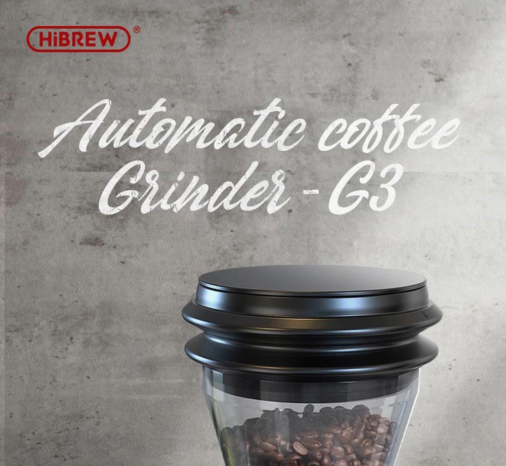 HiBREW G3 Elektrische Kaffeemühle, für 34 Größen, 210g Bohnenbehälter, 100g Pulverbehälter, 48mm konischer Grat