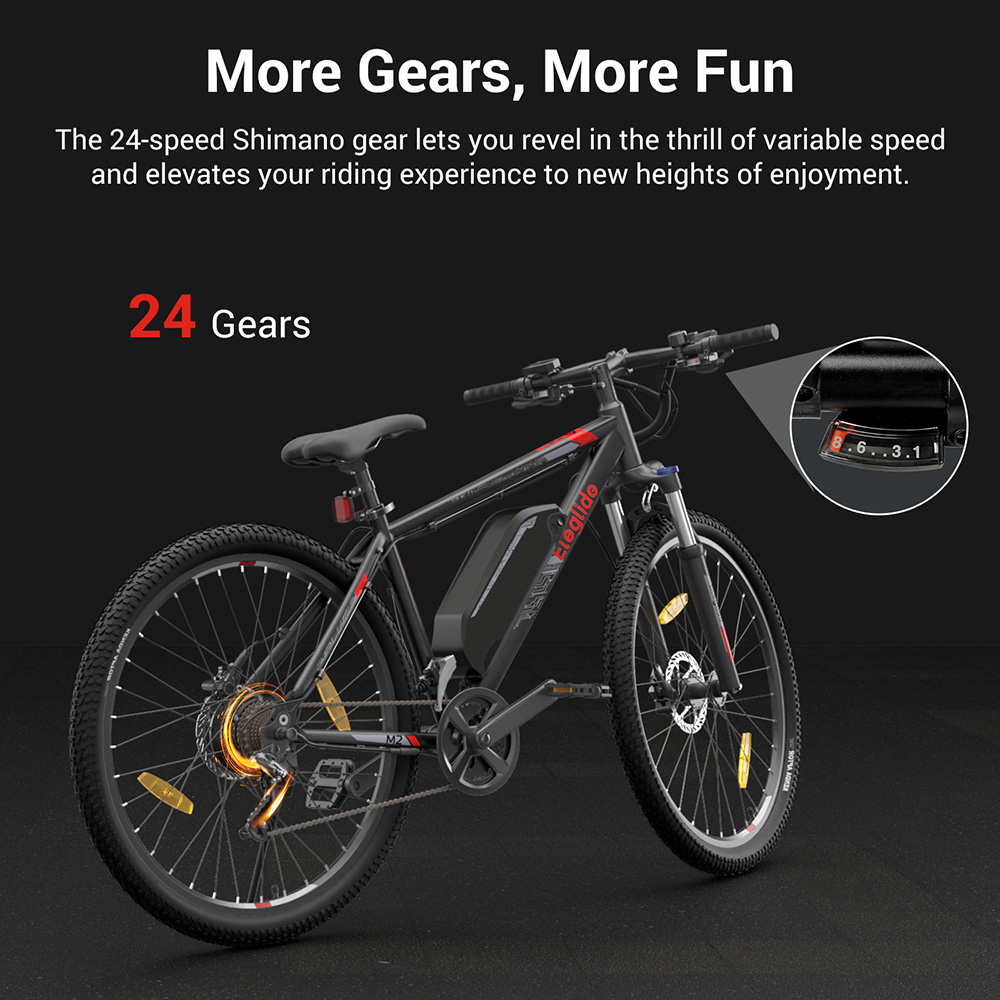 Eleglide M2 (29) Electric Moped Bike, 250W Motor, 36V 15AH Battery, Max Range 125km, Max Speed 25km/h - Black
