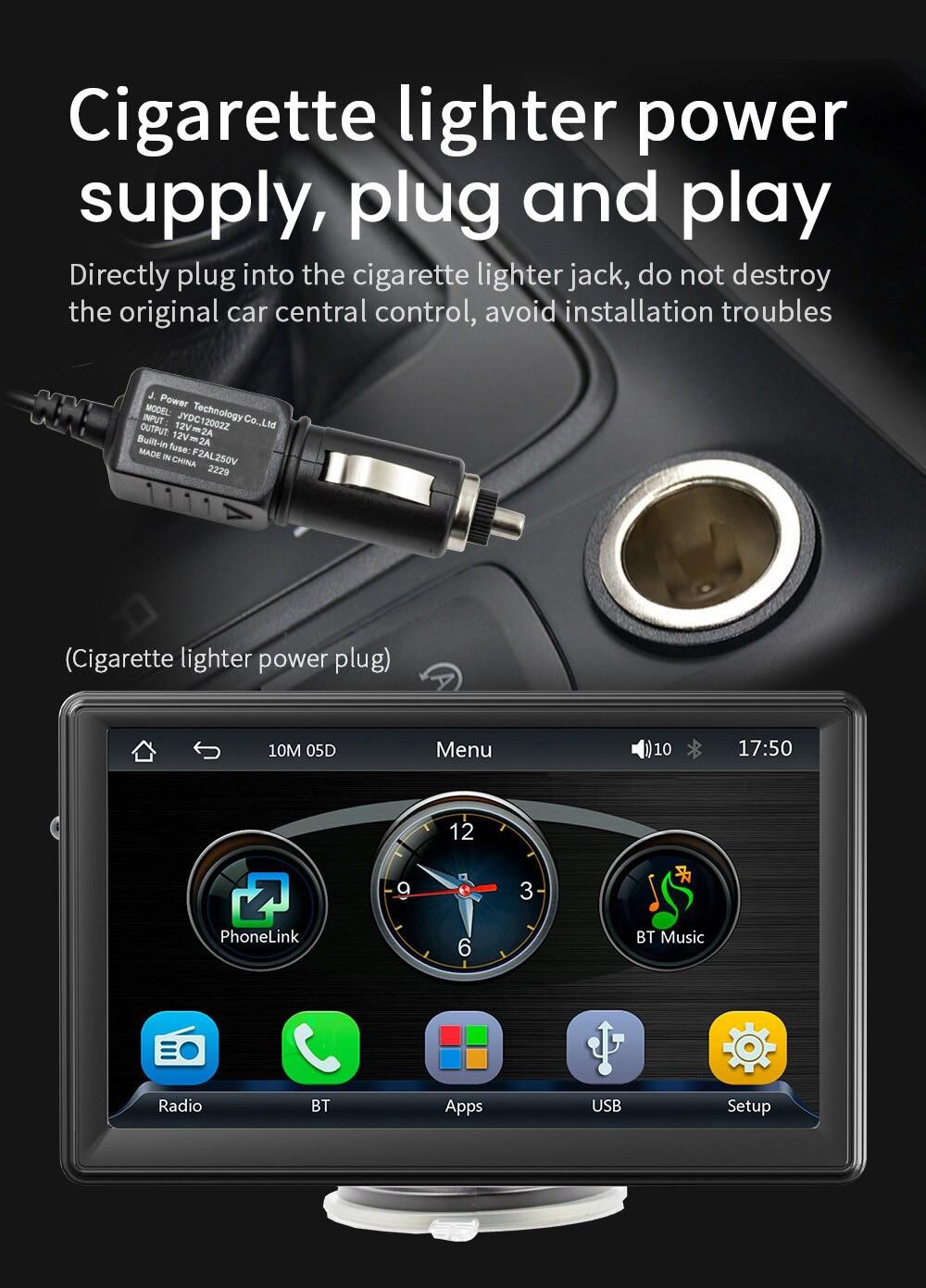 Draagbare MP5-speler voor in de auto, FM-radio, met 7-inch aanraakscherm, Bluetooth-muziekondersteuning en handsfree bellen