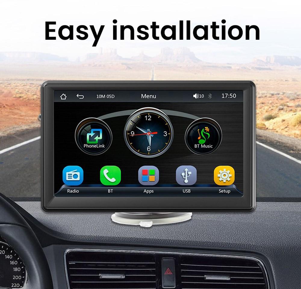 Draagbare MP5-speler voor in de auto, FM-radio, 7  touchscreen, met Sunshade, ondersteunen Bluetooth-muziek & handsfree bellen