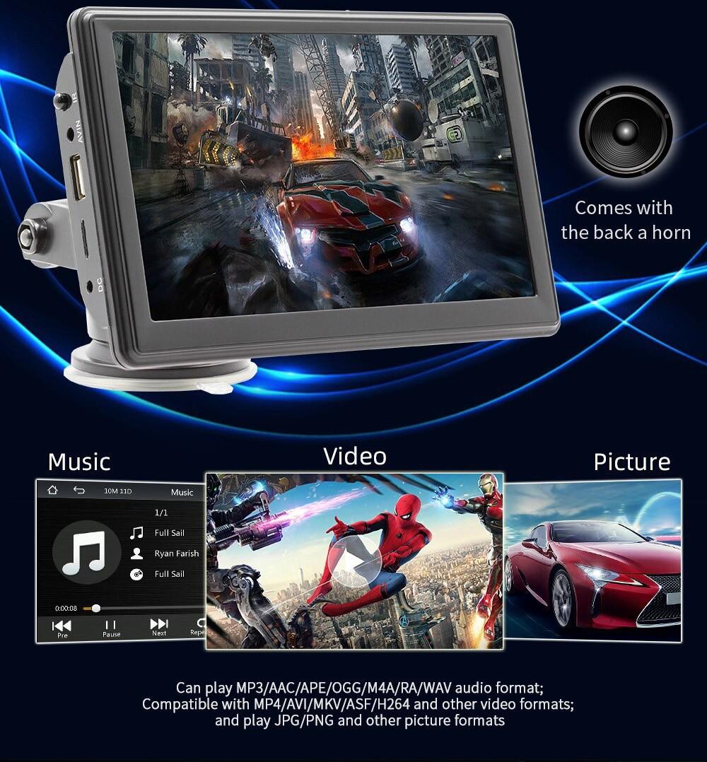 Draagbare MP5-speler voor in de auto, FM-radio, met 7-inch aanraakscherm, Bluetooth-muziekondersteuning en handsfree bellen