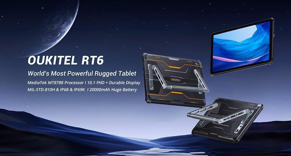 Oukitel RT6 10.1 Zoll Tablet, Mediatek MT8788, 8GB RAM 256GB ROM, Android 13, Dual 16MP Kamera, 20000mAh Akku - Schwarz