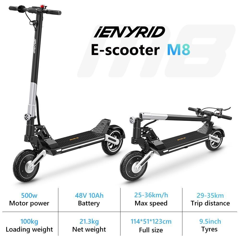 iENYRID M8 9,5-in band opvouwbare elektrische scooter, 500W motor, 36 km / h max snelheid, 48V 10Ah batterij, 35 km bereik