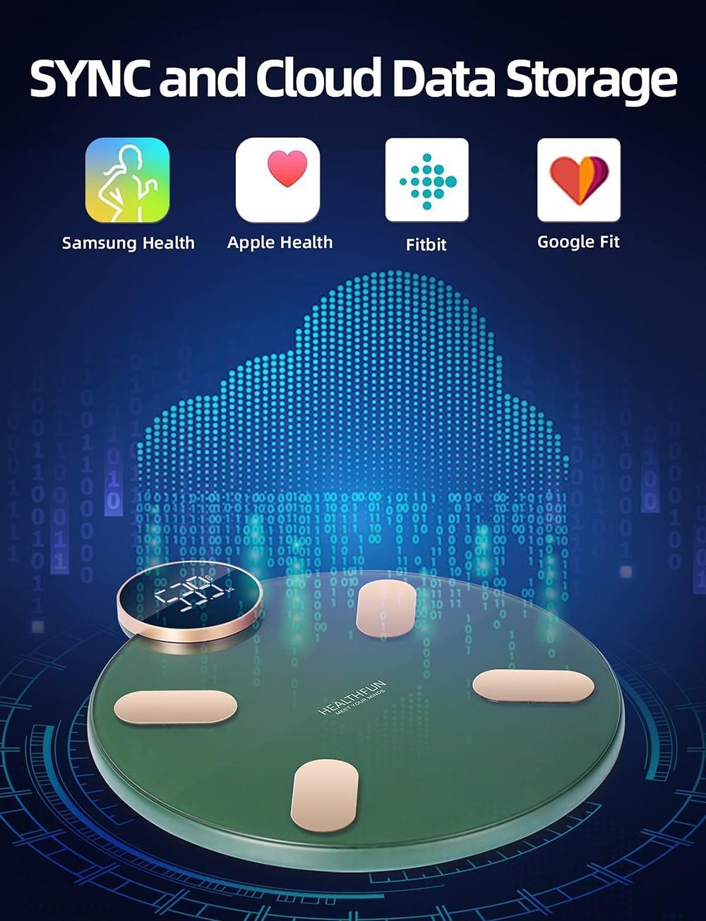 Healthfun Smart Bluetooth Body Scale, 13 Body Data, Sync with