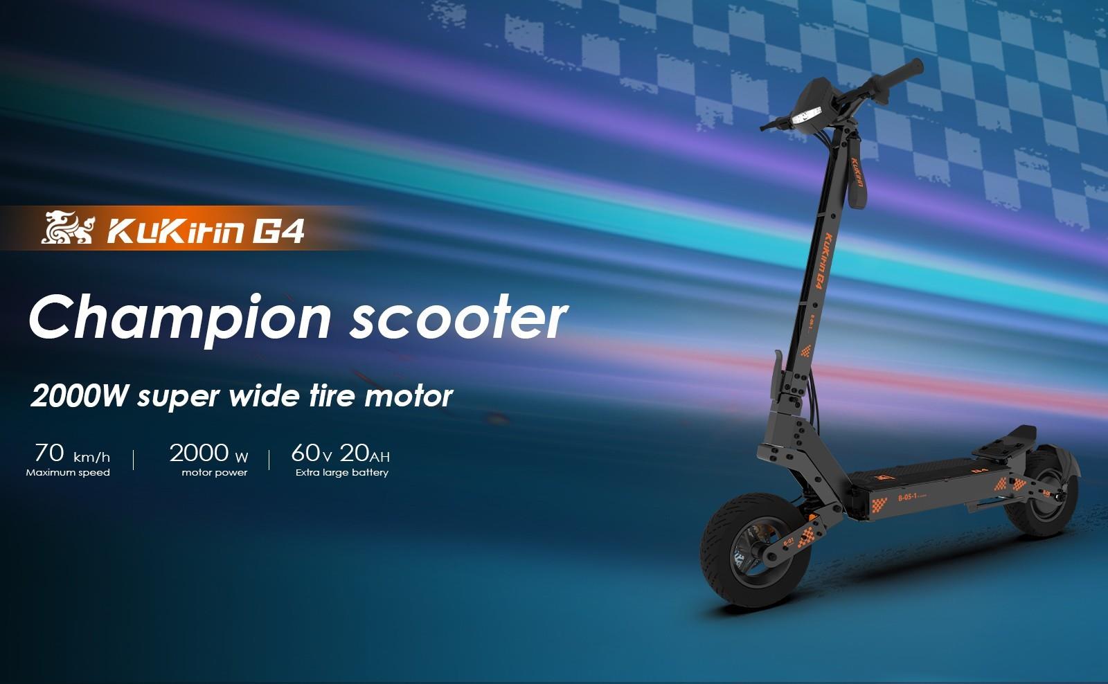 KuKirin G4 Off-Road Electric Scooter, 2000W Motor, 20Ah Battery, 75km Top Range, 70km/h Max Speed