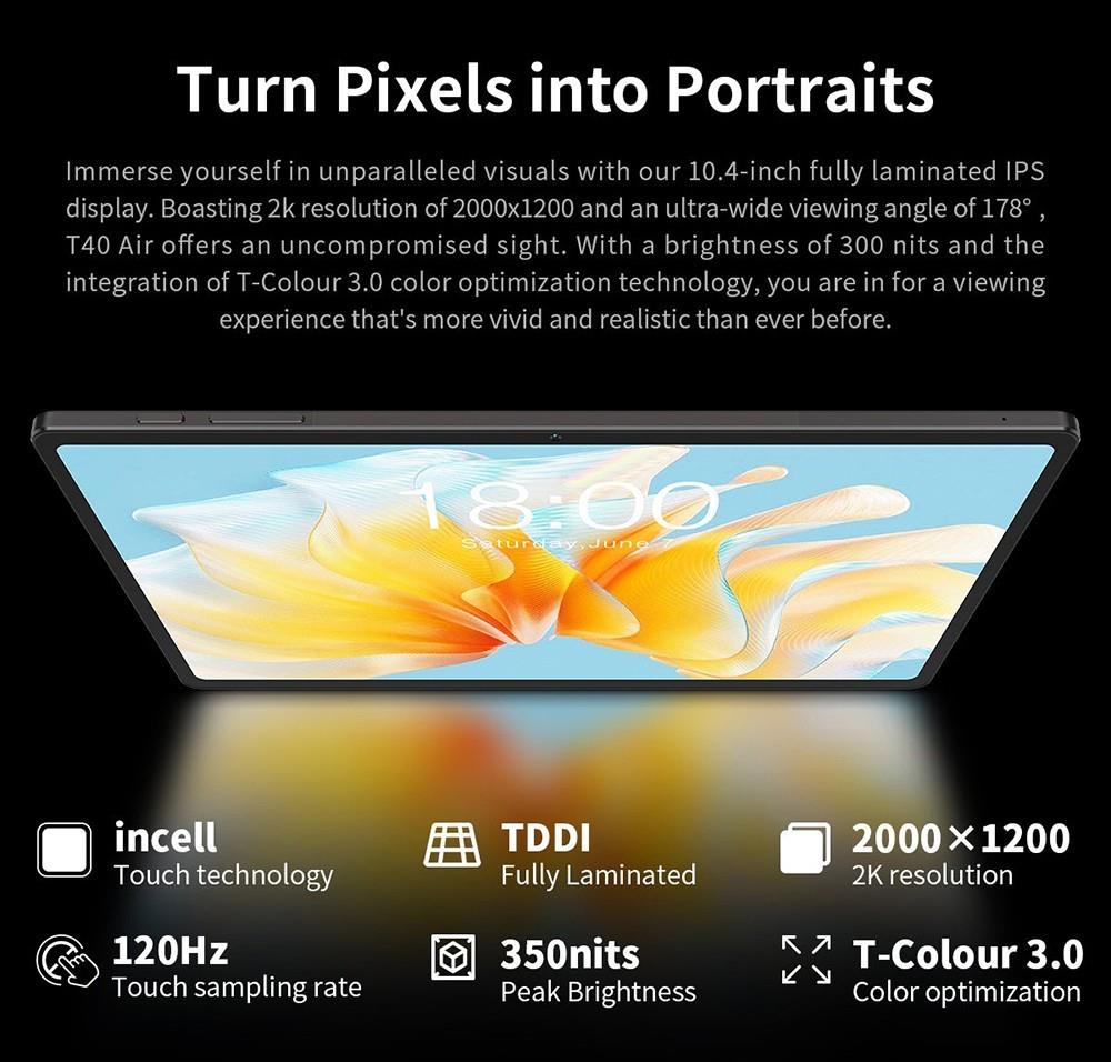 Teclast T40 Air 10.1in Tablet Unisoc T616 Processor, 8GB+8GB Expansion RAM 256GB ROM - EU