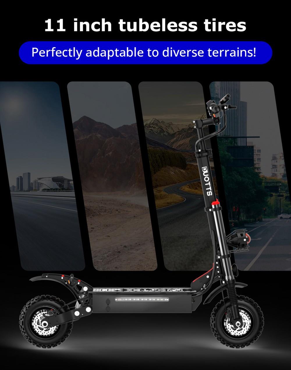 DUOTTS D66 elektrische scooter met richtingaanwijzers, 1800W * 2 motoren, 60V 24Ah batterij, 11 Off-road banden
