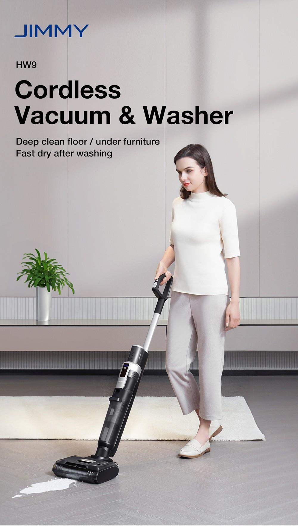 JIMMY HW9 Cordless Wet and Dry Vacuum Cleaner, Self-Cleaning, 400ml Dust Water Tank, Waterproof Brushless, LED Display