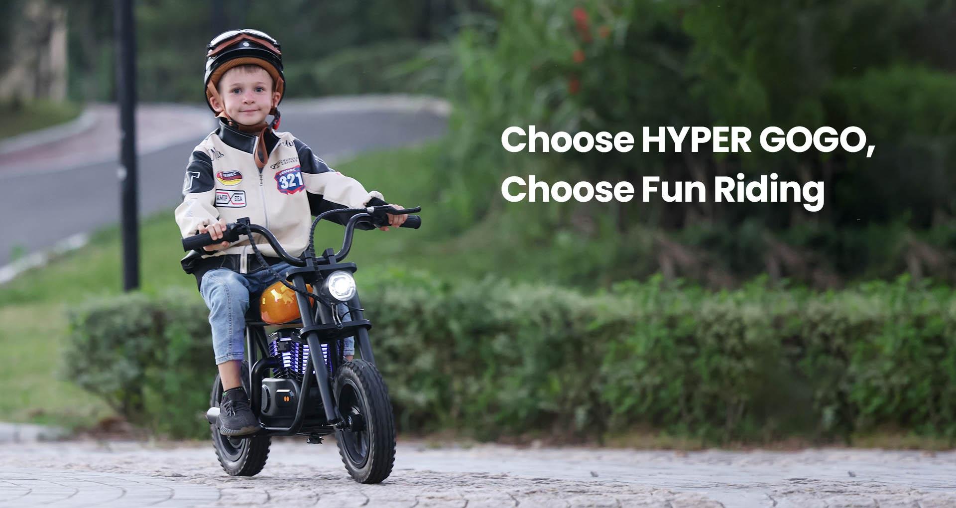 HYPER GOGO Pioneer 12 Plus Electric Chopper Motorcycle for Kids, 21.9V 5.2Ah 160W, 12x3 Tires, 12KM - Black