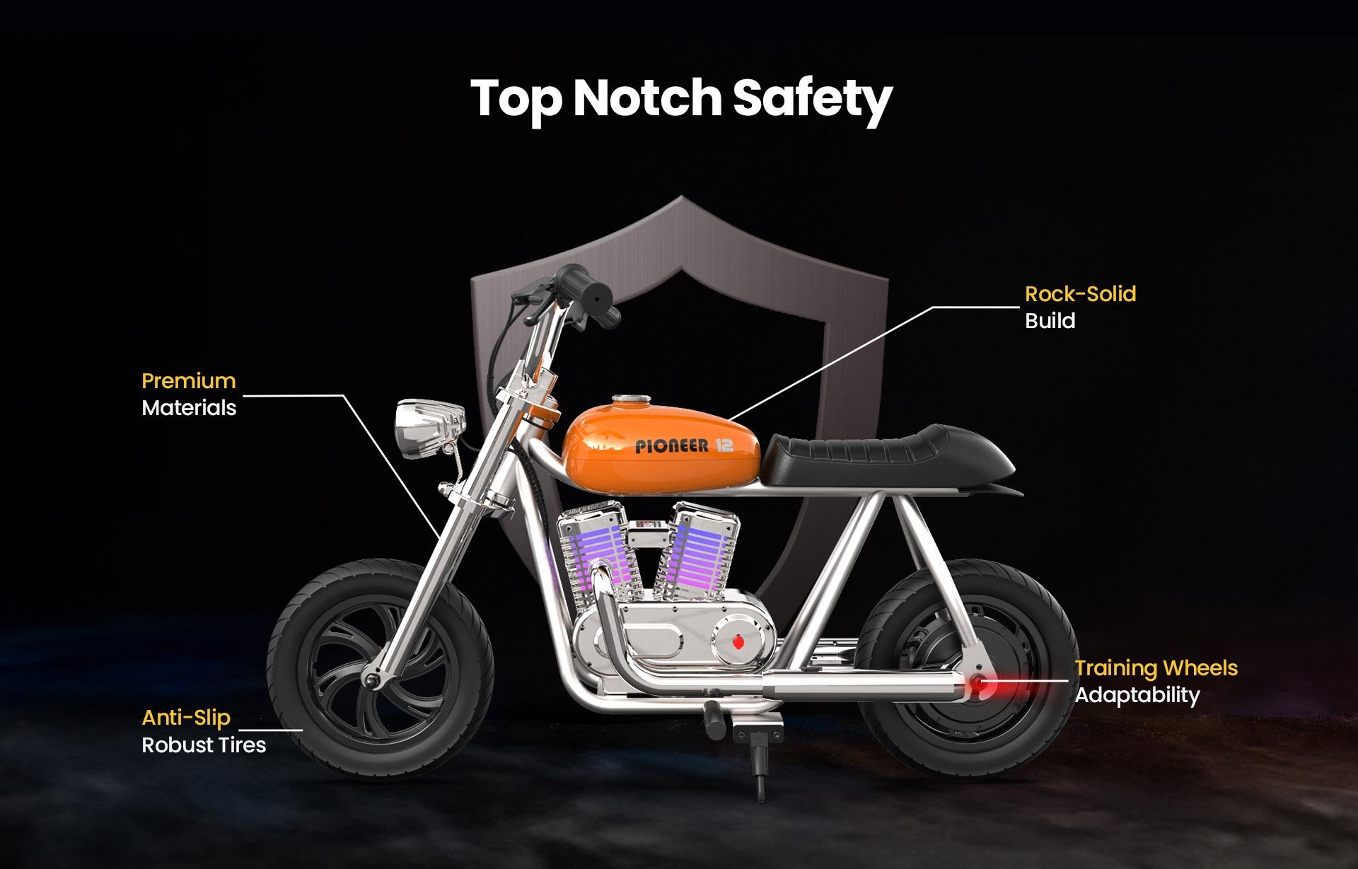 HYPER GOGO Pioneer 12 Plus met App Elektrische Motorfiets voor Kinderen, 5.2Ah 160W met 12x3 Banden, 12KM Topbereik - Blauw