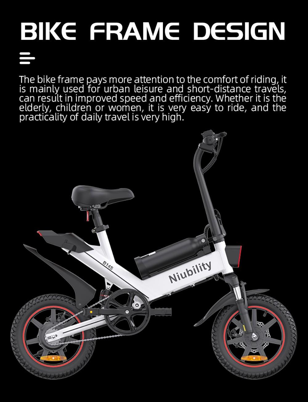 NIUBILITY B14S 14*2.125 inch banden elektrische fiets, 400W motor, 8.7Ah 6.4Ah dubbele batterij - Wit