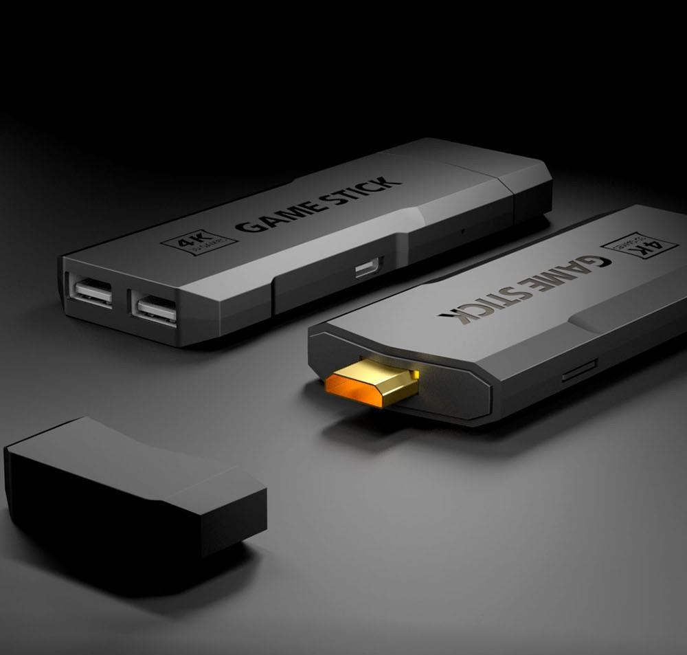 AMPOWN GD20 Game Stick met 2 draadloze spelconsoles, Emuelec 4.3, 128 GB TF-kaart 50000 games, 4K HDMI-uitgang