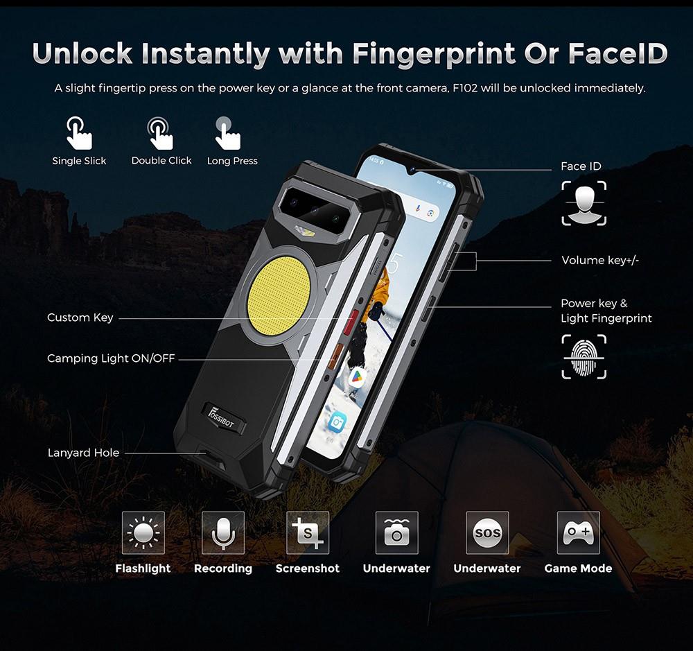 FOSSiBOT F102-smartphone, 12 GB 256 GB, 32M-camera aan de voorkant 108M-camera aan de achterkant, Octa-Core, Android 13.0