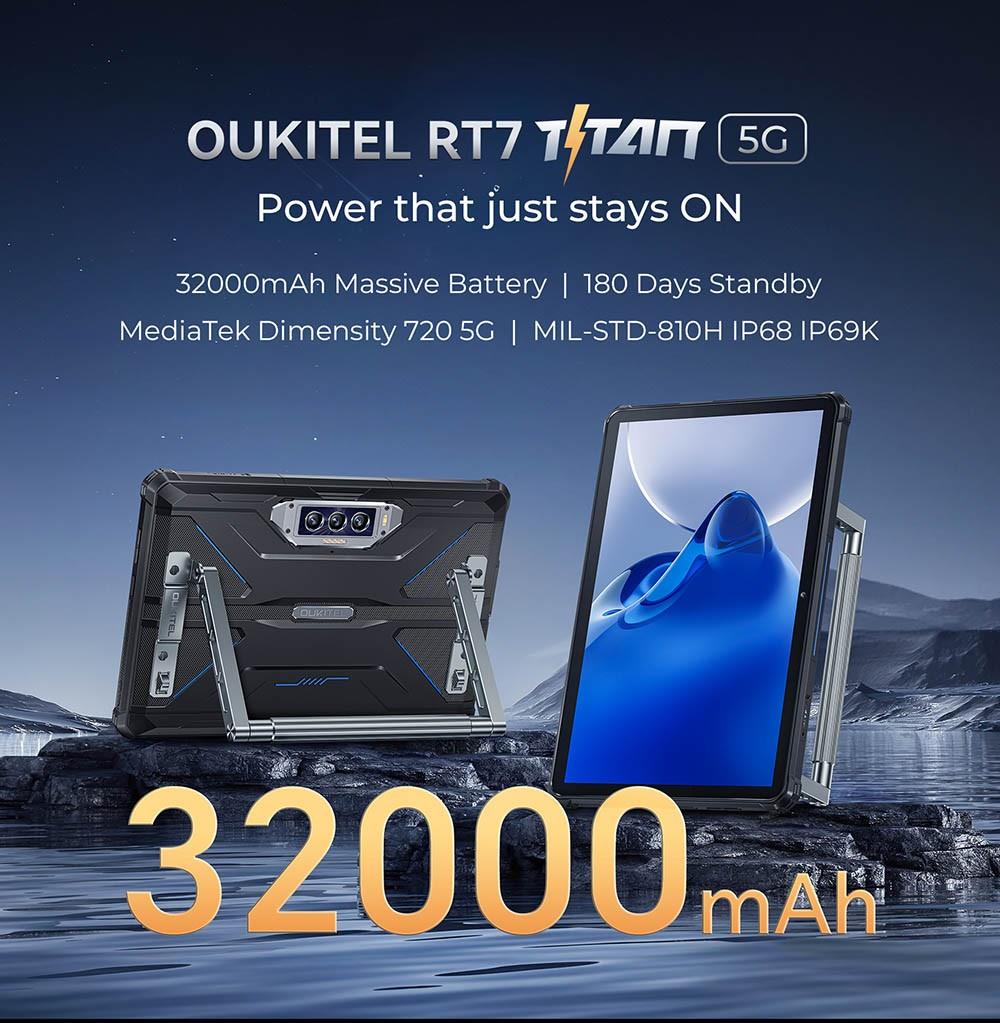 OUKITEL RT7 5G Tablet 10,1 Zoll 1920*1200, Dimensity720(MT6853), 12GB+12GB RAM 256GB ROM