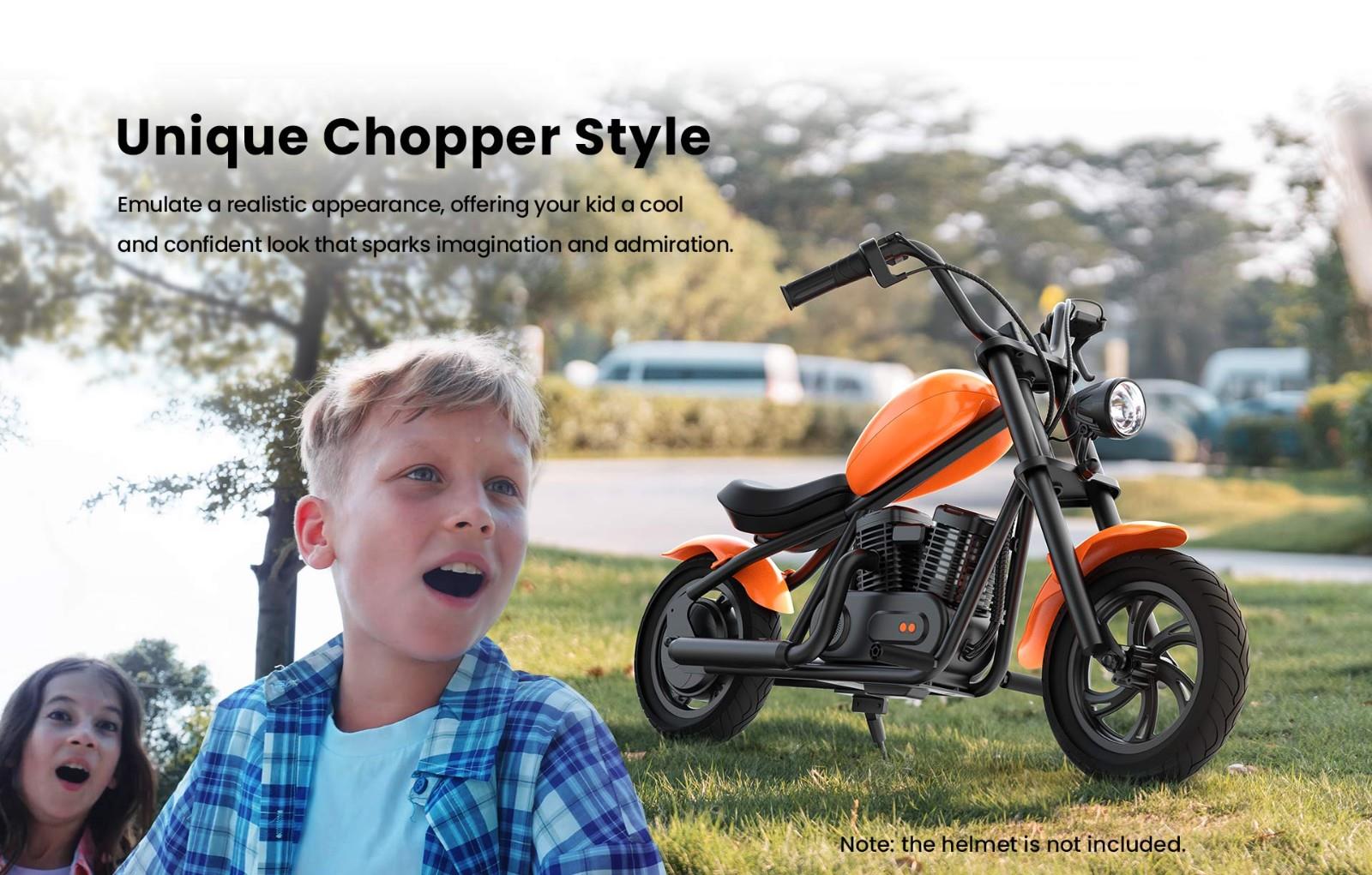 Hyper GOGO Challenger 12 Plus Elektrische Motorfiets voor Kinderen, 12 x 3 Banden, 160W, 5.2Ah, Luidspreker - Oranje