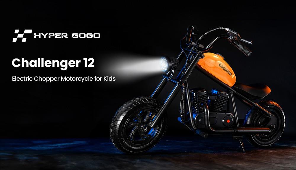 Hyper GOGO Challenger 12 Elektromotorrad für Kinder, 12 Zoll Reifen, 160W Motor, 21.9V 5.2Ah Batterie - Schwarz