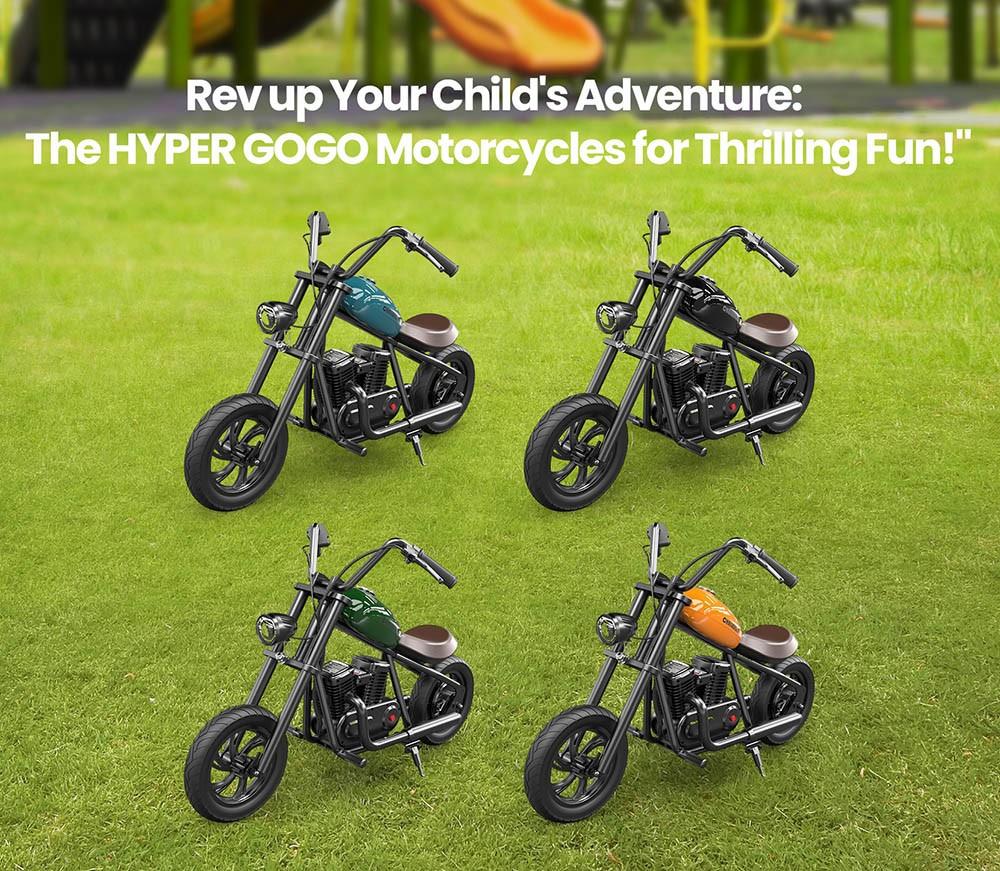 Hyper GOGO Challenger 12 Elektromotorrad für Kinder, 12 Zoll Reifen, 160W Motor, 21.9V 5.2Ah Batterie - Schwarz