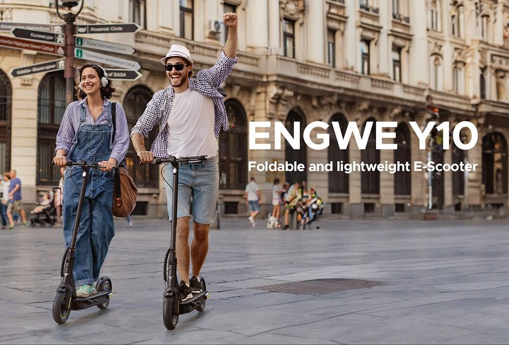 ENGWE Y10 Foldable Electric Scooter, 10*3.0 inch Tire, 350W Motor, 25km/h Speed, 13Ah Battery, 65km Mileage